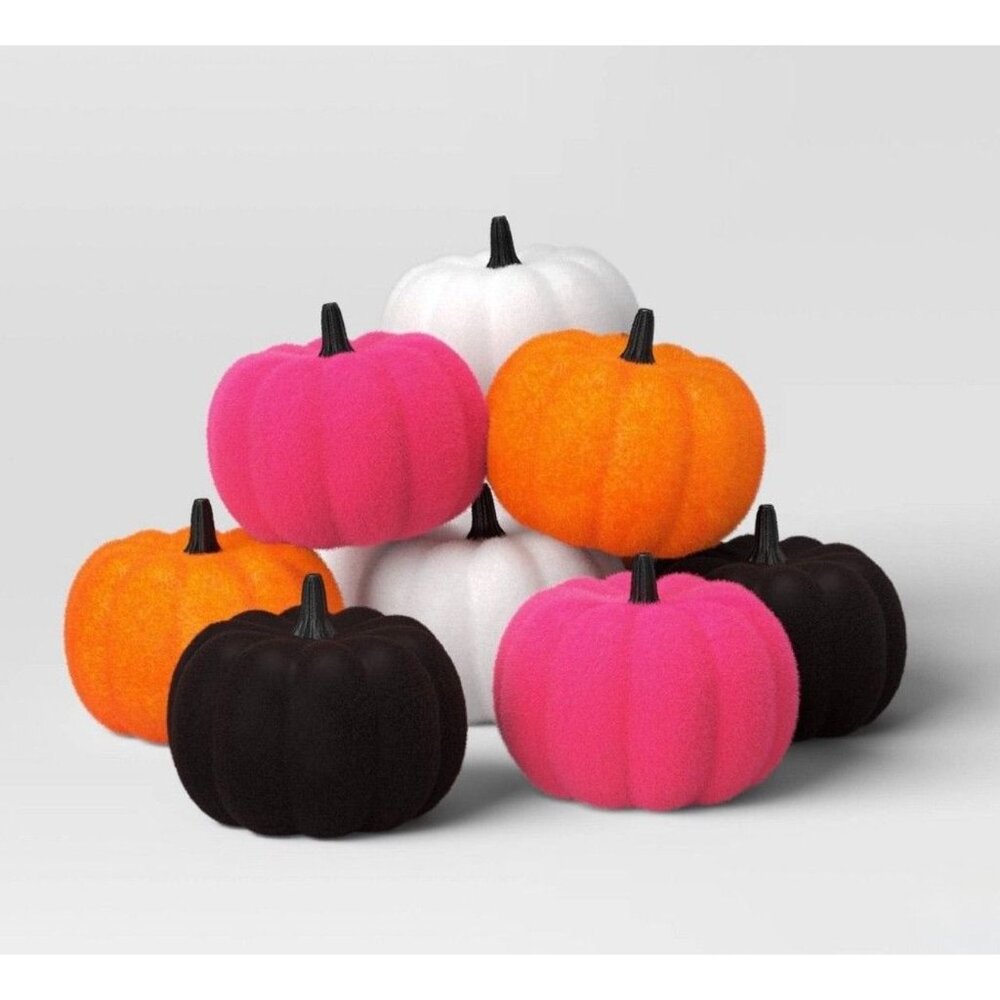 Target 8ct Flocked Mini Pumpkins Halloween Hyde & EEK! Boutique™Tabletop Decor